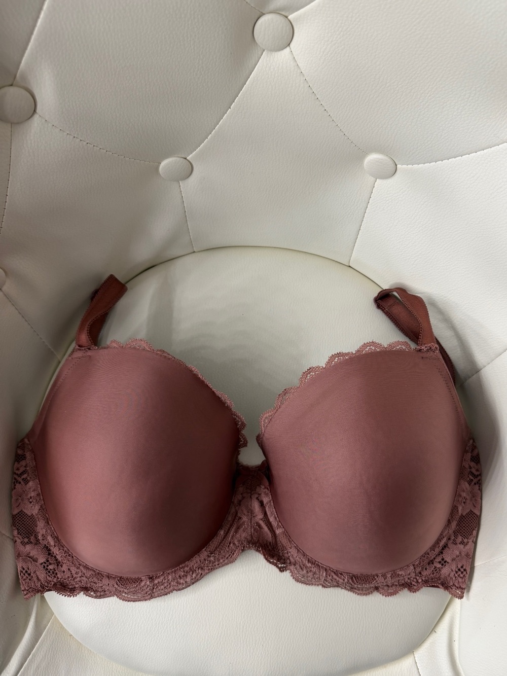 Victoria Secret Dream Angels Demi Lined Bra Lace Trim Dusty Rose Mauve